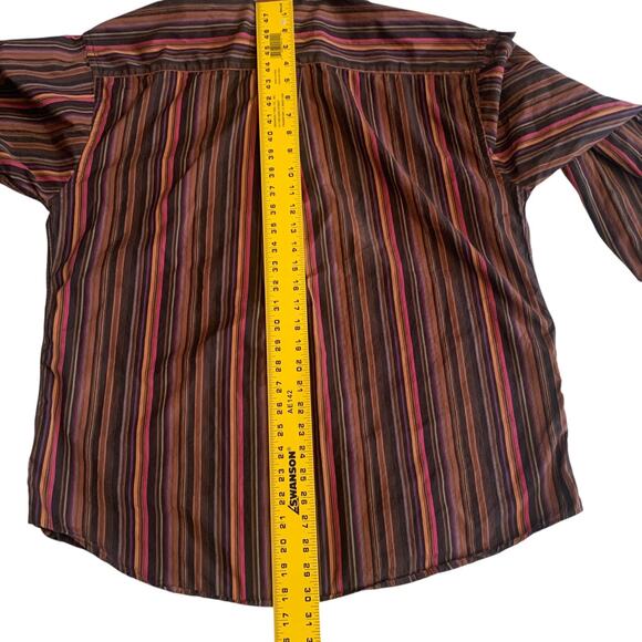 Bugatchi Uomo Men's Size XL Button Down Striped Long Sleeve Embroidered Shirt - Picture 5 of 15